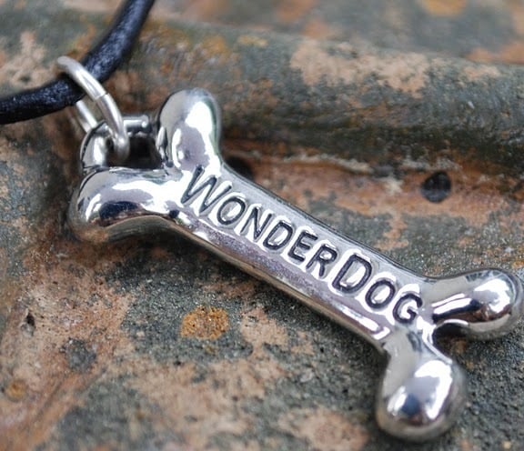 Image of "WonderDog" Pewter Pendant on expresso cord