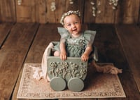 Image 3 of Baby Wagon with Crochet Flowers in Olive Green