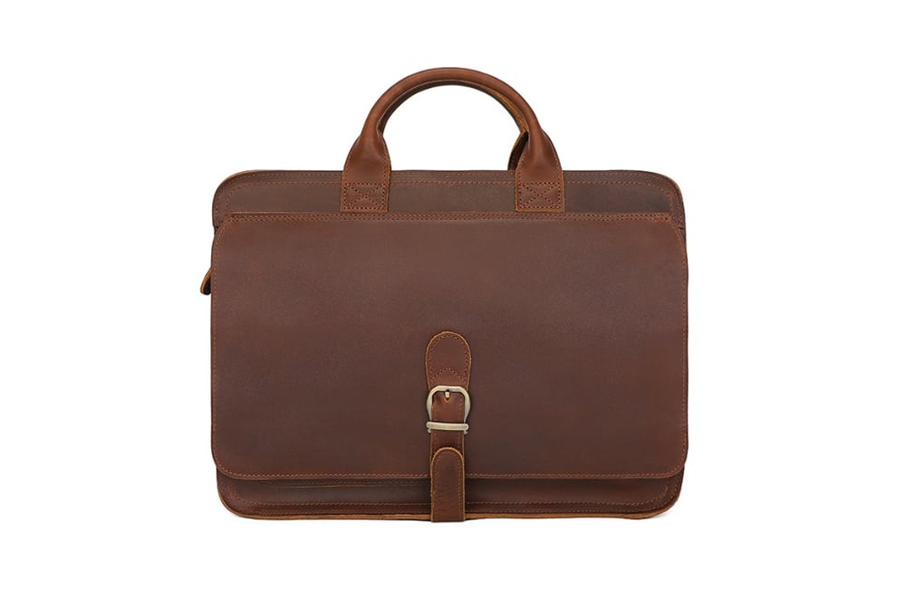 Image of Handcrafted Antique Style Top Grain Leather Mens Briefcase Messenger Bag Laptop Bag 6020