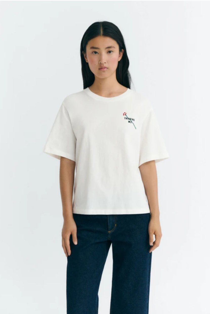 Image of 1-Camiseta flor bordada