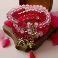 Image 1 of Cherry & Pink glass bead bracelet