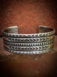 Image 1 of WL&A Handmade Ingot Old Style Arrowheads Cuff - Size 7" to 7.5" Wrist