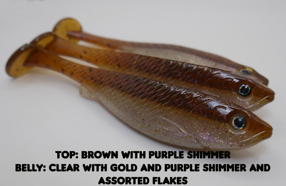 Image of 5" Swimbait Split Belly (3 Pack) Brown Top Clear Belly