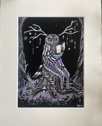 Image 1 of Cosmic Owl folklore / fantasy giclée print
