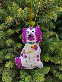 Image 2 of Staffordshire Spaniel Wally Dog Christmas Decorations - Pink
