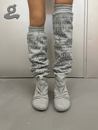Image 5 of Grey Sweatshirt Print Wedge High Boots