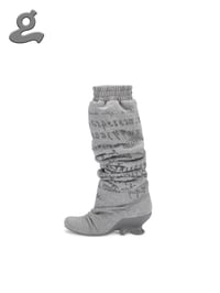 Image 2 of Grey Sweatshirt Print Wedge High Boots