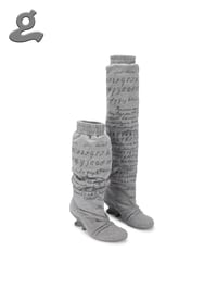 Image 1 of Grey Sweatshirt Print Wedge High Boots