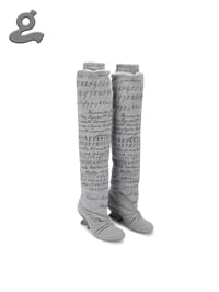 Image 3 of Grey Sweatshirt Print Wedge High Boots