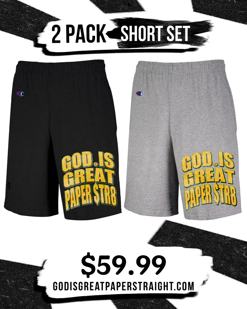 GIGPS SZN 26 SHORTS SET - BLACK & GREY | GOD IS GREAT PAPER STRAIGHT