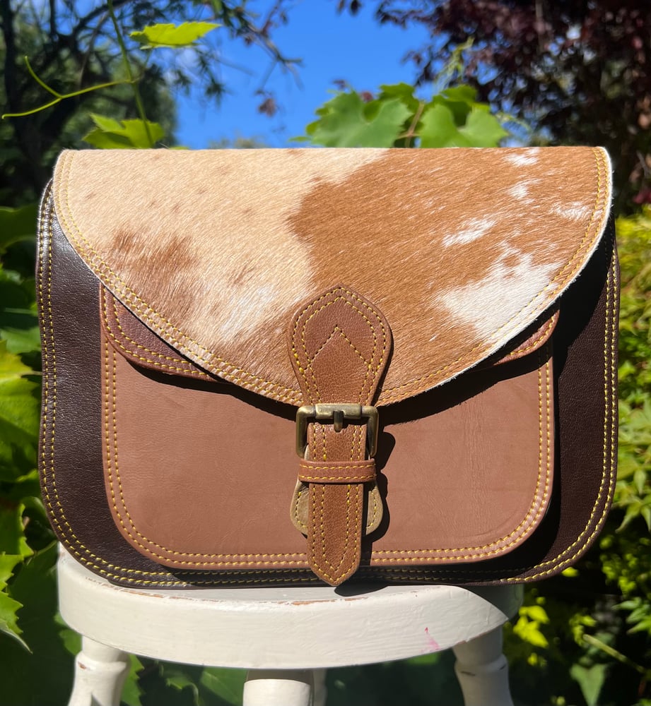 Image of Harlequin Collection - Recycled Leather Saddle Bag -#16B