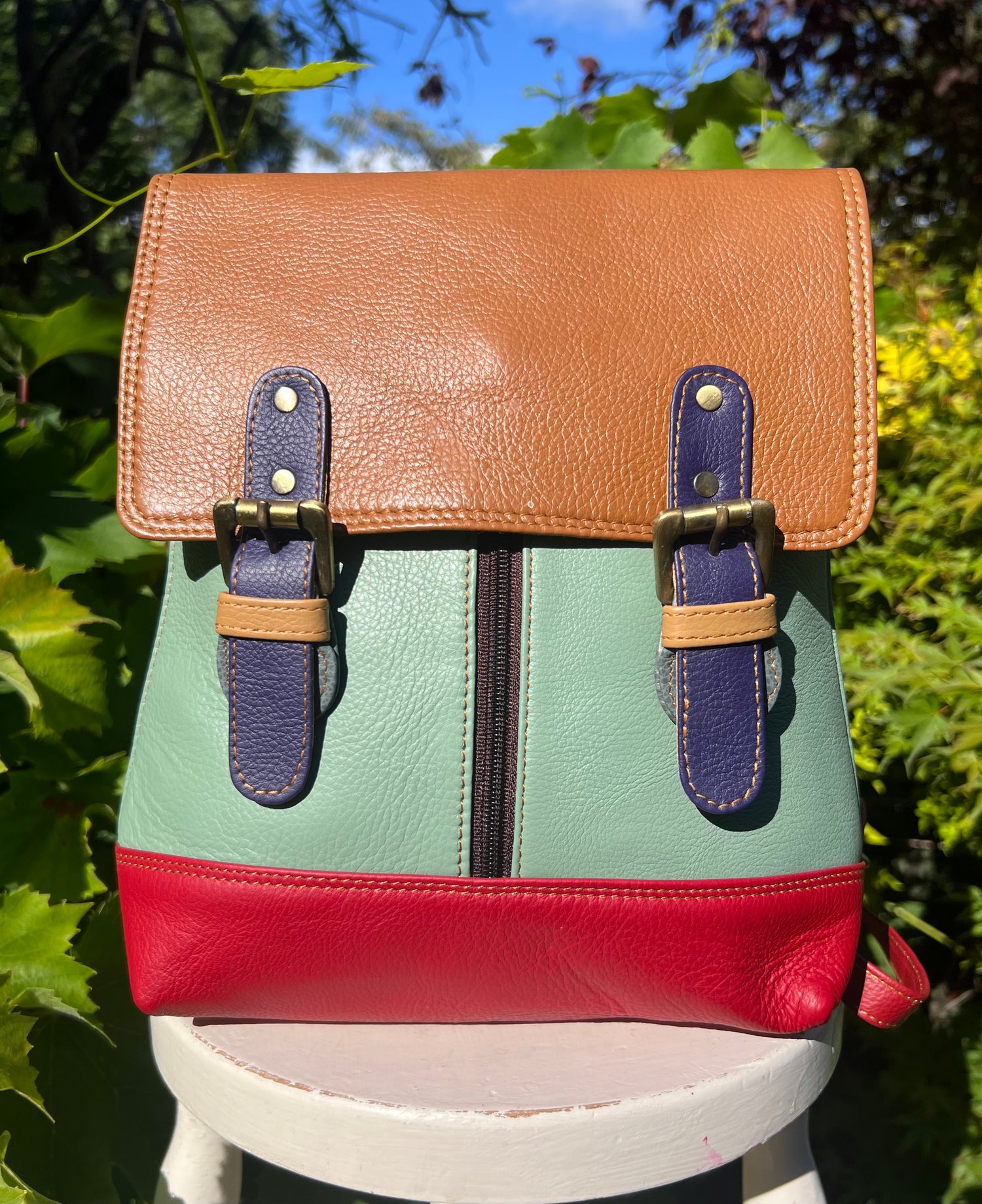 Image of Harlequin Collection - Buffalo Leather Small Backpack - AA3