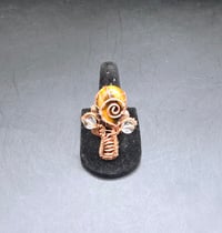 Image 2 of Tiger's Eye Clear Quartz and Neodymium Magnet Ankh Ring Adjustable 