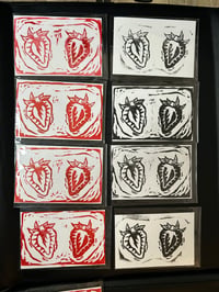 strawberry linocut print! 