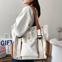 Image 4 of New Student School Bag Large Capacity Contrast Fashion Casual Crossbody Bag