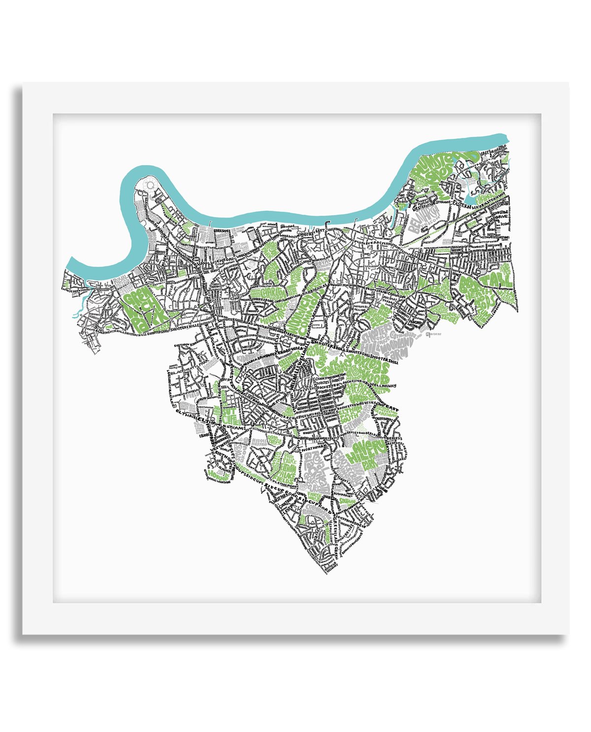Image of Greenwich Borough Type Map - Square