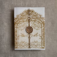 Image 5 of Castle gate printed vellum wrap for 5x7 cards PACK of 10