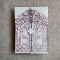 Image 7 of Castle gate printed vellum wrap for 5x7 cards PACK of 10