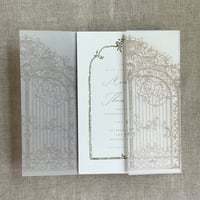 Image 4 of Castle gate printed vellum wrap for 5x7 cards PACK of 10