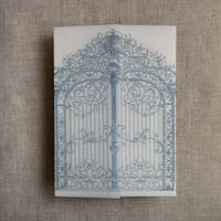 Image 1 of Castle gate printed vellum wrap for 5x7 cards PACK of 10