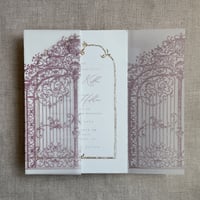 Image 8 of Castle gate printed vellum wrap for 5x7 cards PACK of 10