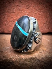 Image 1 of WL&A Handmade Viking Ribbon Thunderbird Heavy Signet Ring - Size 10