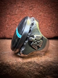 Image 3 of WL&A Handmade Viking Ribbon Thunderbird Heavy Signet Ring - Size 10