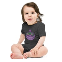 Image 3 of Baby Short Sleeve Onesie - Jack O Lantern Retro Purple Glow
