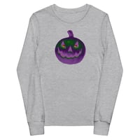 Image 1 of Youth Long Sleeve Tee - Jack O Lantern Retro Purple Glow