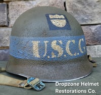 Image 1 of WWII United States Coast Guard (USCG) Helmet. M-1 Fixed bale Type Helmet. 