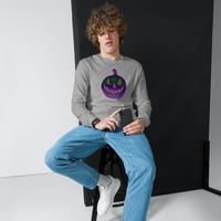 Image 3 of Long Sleeve Tee (Adult M/F) - Jack O Lantern Retro Purple Glow