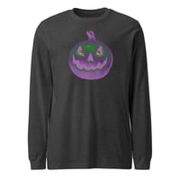 Image 14 of Long Sleeve Tee (Adult M/F) - Jack O Lantern Retro Purple Glow