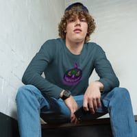 Image 5 of Long Sleeve Tee (Adult M/F) - Jack O Lantern Retro Purple Glow