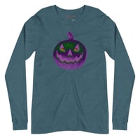 Image 15 of Long Sleeve Tee (Adult M/F) - Jack O Lantern Retro Purple Glow