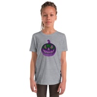Image 3 of Youth Short Sleeve T-Shirt - Jack O Lantern Retro Purple Glow