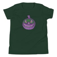 Image 10 of Youth Short Sleeve T-Shirt - Jack O Lantern Retro Purple Glow