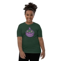 Image 9 of Youth Short Sleeve T-Shirt - Jack O Lantern Retro Purple Glow