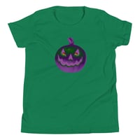 Image 6 of Youth Short Sleeve T-Shirt - Jack O Lantern Retro Purple Glow