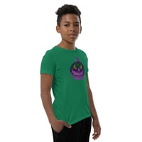 Image 5 of Youth Short Sleeve T-Shirt - Jack O Lantern Retro Purple Glow