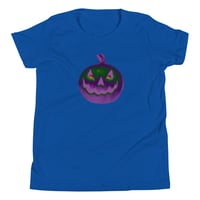 Image 12 of Youth Short Sleeve T-Shirt - Jack O Lantern Retro Purple Glow