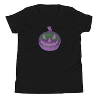 Image 14 of Youth Short Sleeve T-Shirt - Jack O Lantern Retro Purple Glow