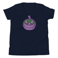 Image 18 of Youth Short Sleeve T-Shirt - Jack O Lantern Retro Purple Glow