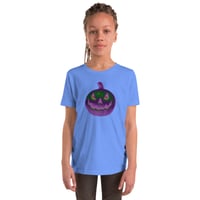 Image 19 of Youth Short Sleeve T-Shirt - Jack O Lantern Retro Purple Glow