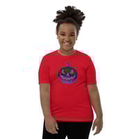 Image 21 of Youth Short Sleeve T-Shirt - Jack O Lantern Retro Purple Glow