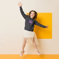 Image 3 of Youth Crewneck Sweatshirt - Jack O Lantern Retro Purple Glow