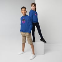 Image 9 of Youth Crewneck Sweatshirt - Jack O Lantern Retro Purple Glow