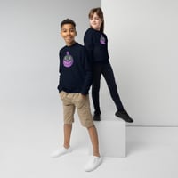 Image 5 of Youth Crewneck Sweatshirt - Jack O Lantern Retro Purple Glow