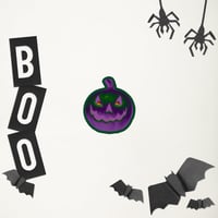 Image 1 of Stickers - Jack O Lantern Retro Purple Glow
