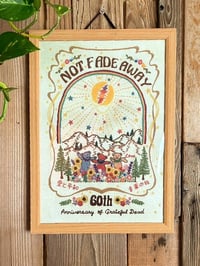 Image 1 of “ Print” NOT FADE AWAY Dead 60th Hand Embroidered Art  Poster