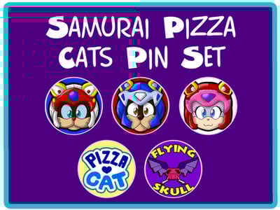 Image of SAMURAI PIZZA CATS 1.25" Pinback Button Set